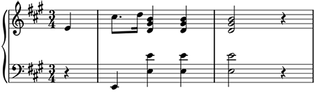 Chopin's Prelude in A major (Op.28:7); opening phrase.