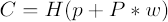 Image showing the following equation: Capital C equals Capital H parentheses lower case p plus capital p asterisk lower case w