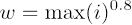 Image showing the equation: lower case w equals max parentheses i close parentheses point eight superscript