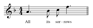Song passage with 8th-level onset syncopation. More description below.