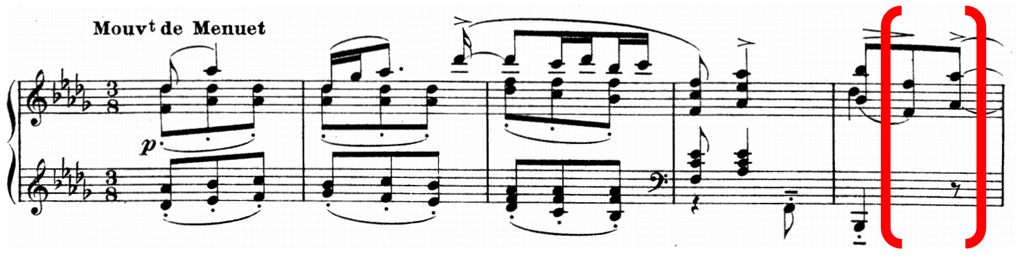 Staves containing treble clefs. A portion of music is specifically identified within the staves. More in description below.