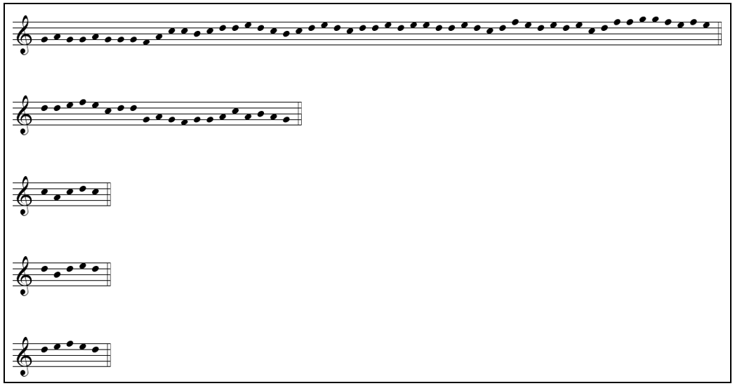 Set of five musical staves. More description below.