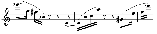 Row from Schoenberg's Op. 29 Suite (mm. 11–13).